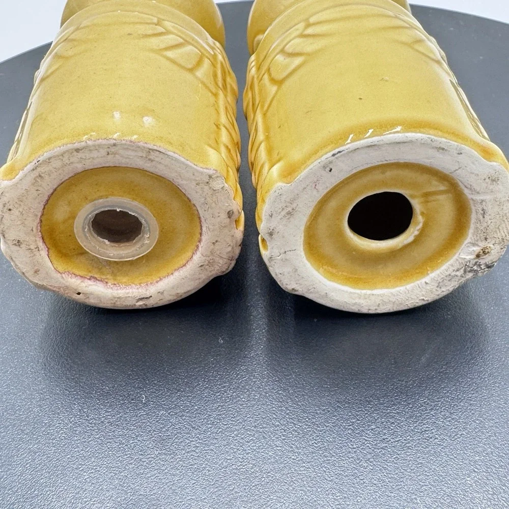 VTG Native American Totem Salt & Pepper Shaker Set Yellow Eagle‎ Glazed Ceramic